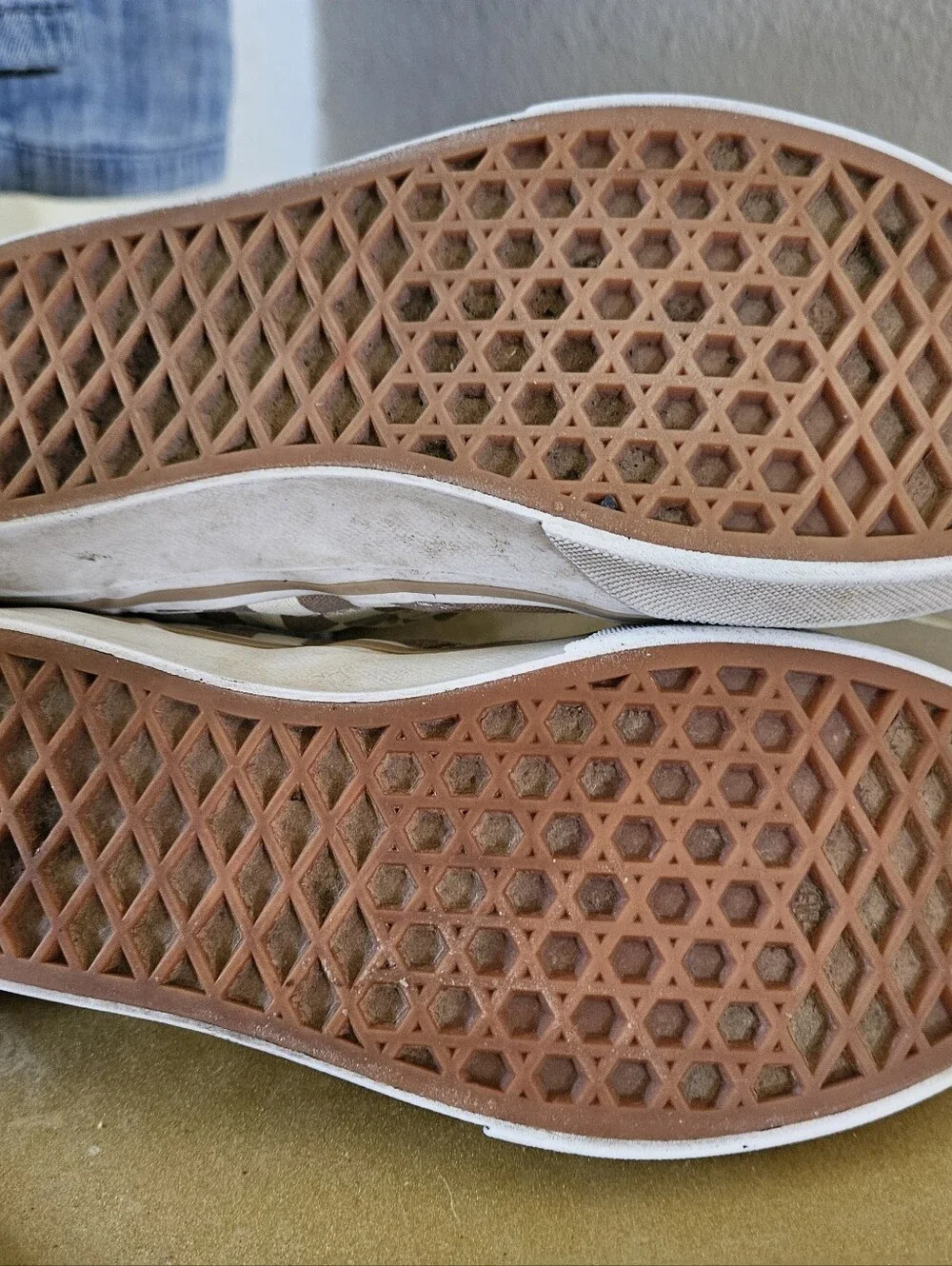 Kids Vans Slip-On Checkerboard Sneakers in Beige